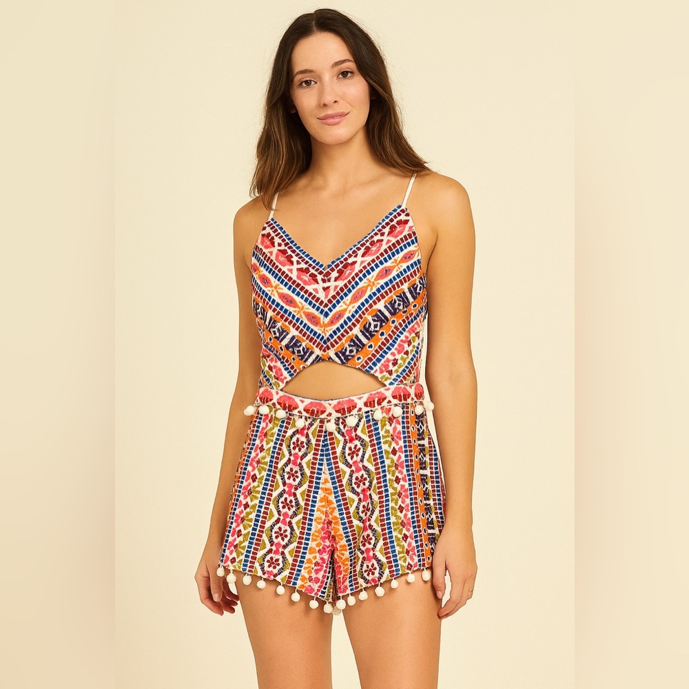 SAYLOR Colorful Geometric Patterned Romper. Excellent condition